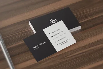 Black and white business card sample featured on the original Thangam Wedding Cards website