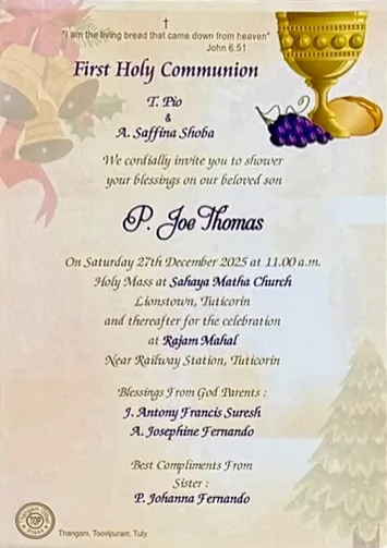 First Holy Communion invitations — Pastel floral design