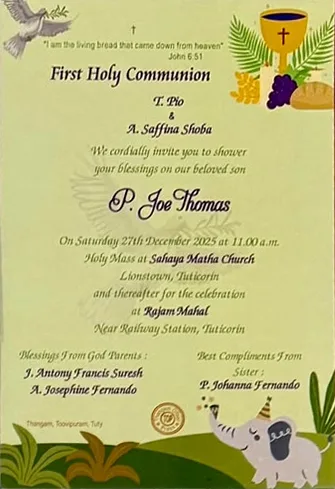 First Holy Communion invitations — Green chalice design